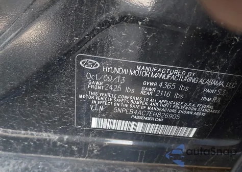 2014 Hyundai Sonata Gls из США, поврежденный, VIN 5NPEB4AC7EH826905
